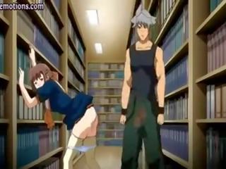 Hentai zuigen een putz in de bibliotheek